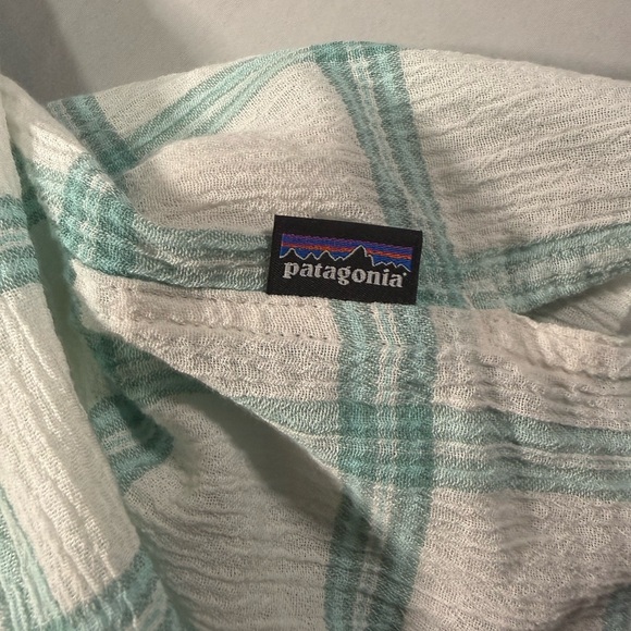 Patagonia Organic Cotton‎ Crinkle Plaid Shirt XL Short Sleeve Green - Picture 11 of 12